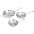 Amazon Basics 3-Piece Stainless Steel Aluminum-Clad Fry Pan Set, Dishwasher Safe, Induction Compatible, Oven Safe to 500°F, 8", 9 1/2", and 12"