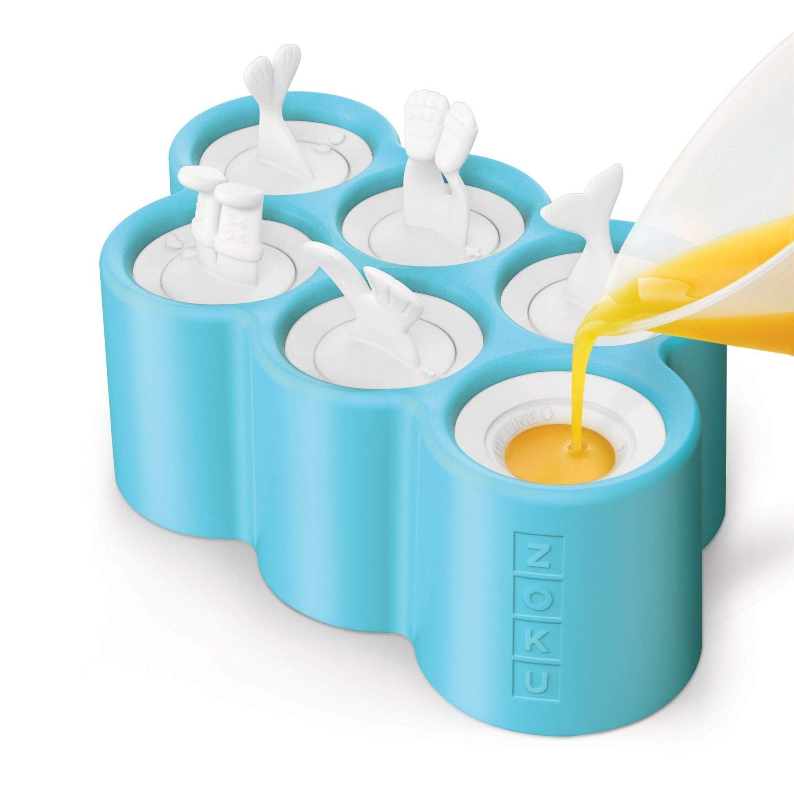 Zoku Polar Pop Molds, 5 Different Explorer Friends and Polar Explorer-Shaped Popsicle Molds in One Tray, Easy-Release, BPA-Free