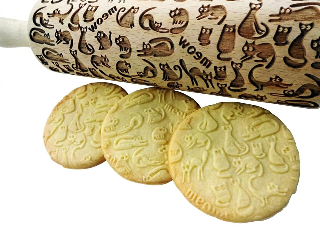 DINOSAURS EMBOSSING ROLLING PIN ENGRAVED with DINOSAURS for EMBOSSED COOKIES JURASSIC ANIMALS TYRANNOSAURUS REX