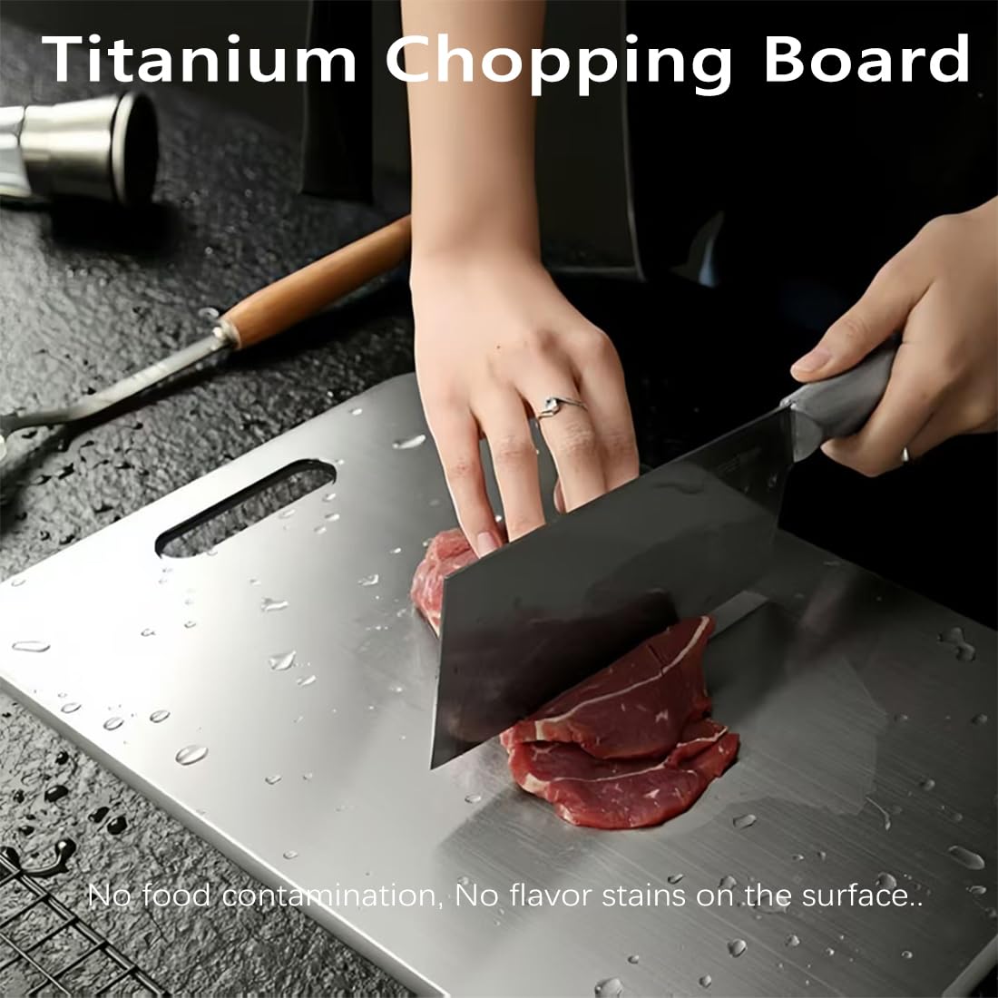 Titanium Cutting Board Set of 3,100% Pure Titanium Cutting Boards for Kitchen Double Sided,Hygiene Durable Dishwasher,Fruit & Vegetables （3P-M)