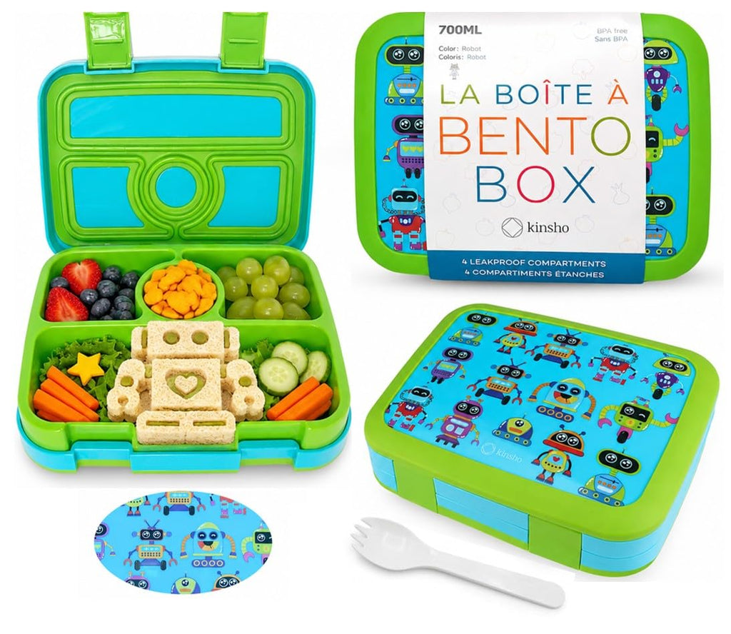 kinsho Bento Lunch Box for Kids Toddlers Girls, 4 Portion Sections Secure Lid, Microwave Safe BPA Free Removable Tray, Pre-School Kid Daycare Lunches Snack Container Ages 3 to 5, Pink Koala