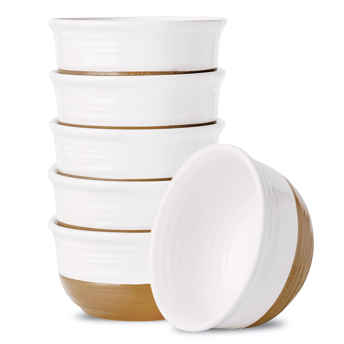 HASENSE Ceramic Serving Bowls, Large Salad Pasta Mixing Bowls Set, 2.1/1.0/0.5 Qt for Entertaining, White Nesting Batter Bowls for Prepping Baking, Dishwasher Microwave Safe, Set of 3