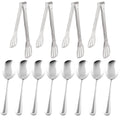 12PCS Stainless Steel Serving Utensils Sets,8 Large Serving Spoons,4 Serving Tongs,Silver Serving Utensills Sets for Buffet Catering Banquet Party (Silver)