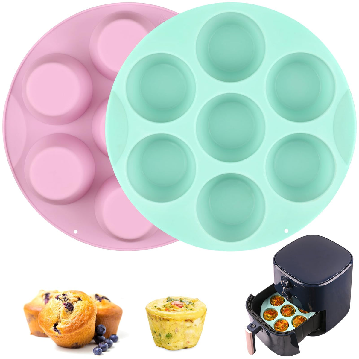 Sakolla Large Skull Cake Pan Silicone Mold, 2 Pack 6 Cavity Halloween Skull Cakelet Chocolate Molds Candy Pizza Baking Molds Handmade Soap Tray