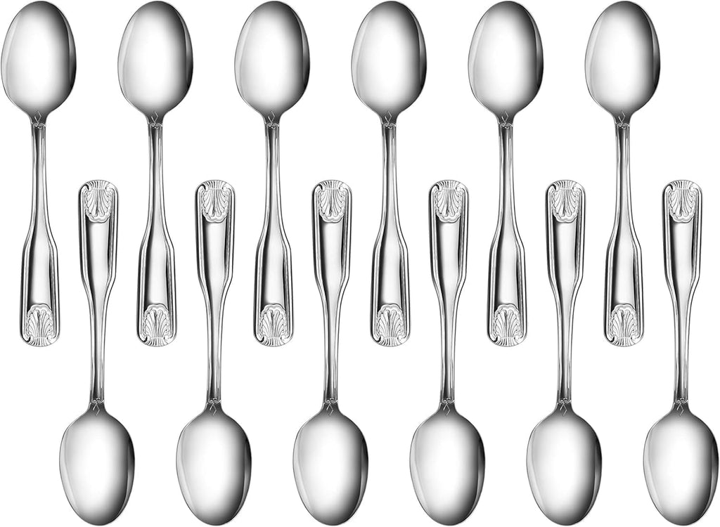 New Star Foodservice Shell Pattern 18/0 Stainless Steel Coffee Spoon, 4.6-Inch, Set of 12, Commercial Grade