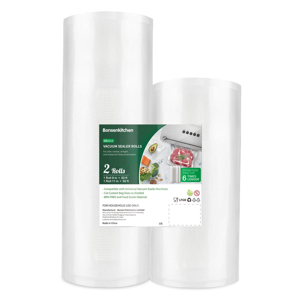 Bonsenkitchen Vacuum Food Sealer Rolls Bags, 8" x 50' & 11" x 50'