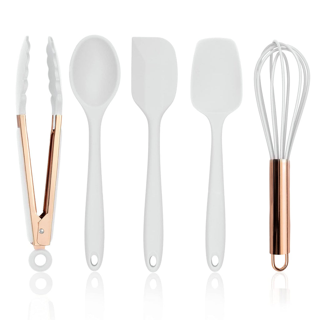 COOK WITH COLOR Silicone Cooking Utensils, Kitchen Utensil Set, Easy to Clean Silicone Kitchen Utensils, Cooking Utensils for Nonstick Cookware, Kitchen Gadgets Set, Standard, White
