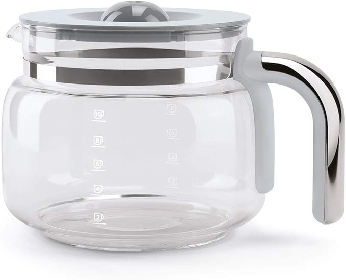 Smeg 50's Retro Style Aesthetic Drip Coffee Machine with 10 Cup Glass Carafe, Auto Start Feature, Keep Warm Plate, and Two Coffee Strength Settings (Pastel Blue)