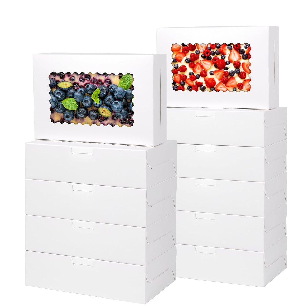 PFAMKEER 24pcs Bakery Boxes with Window, 14x10x2.5 Inch cookie Boxes, White
