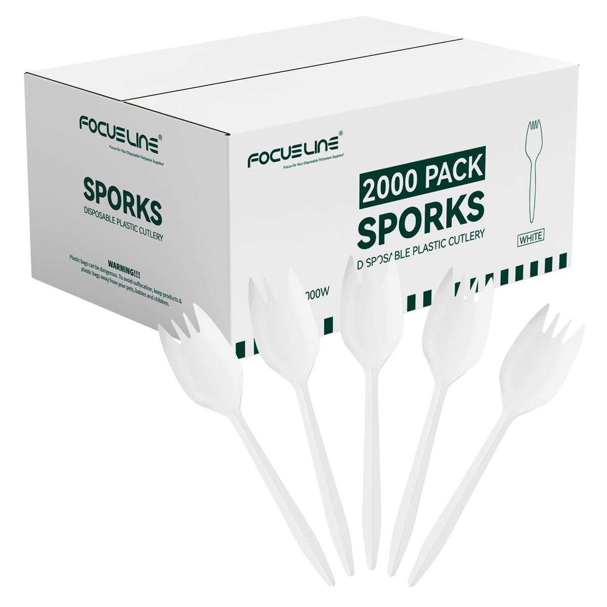 FOCUSLINE 2000 Pack White Plastic Spoons Bulk, Heat Resistant Teaspoons