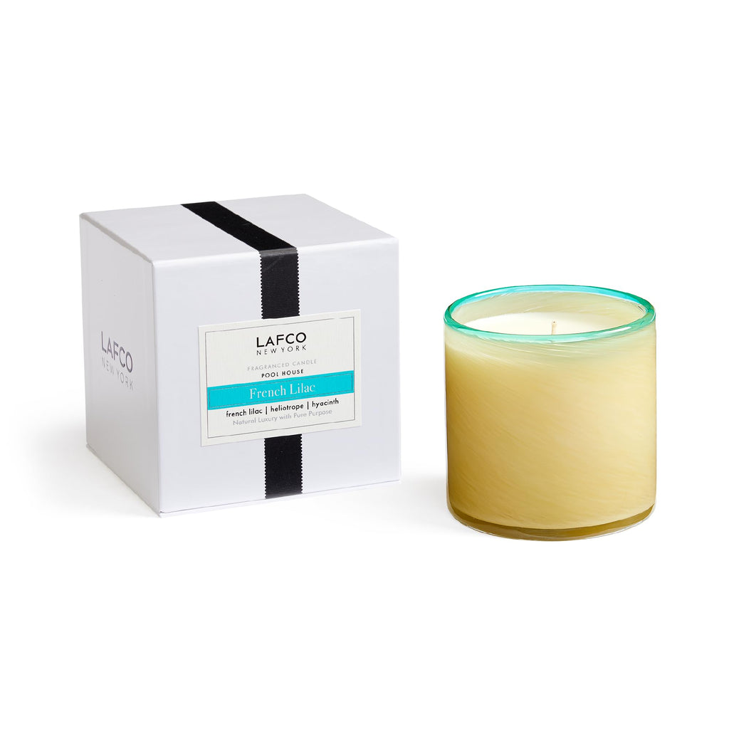 LAFCO New York Signature Candle, French Lilac - 15.5 oz - 90-Hour Burn Time - Reusable, Hand Blown Glass Vessel - Made in the USA