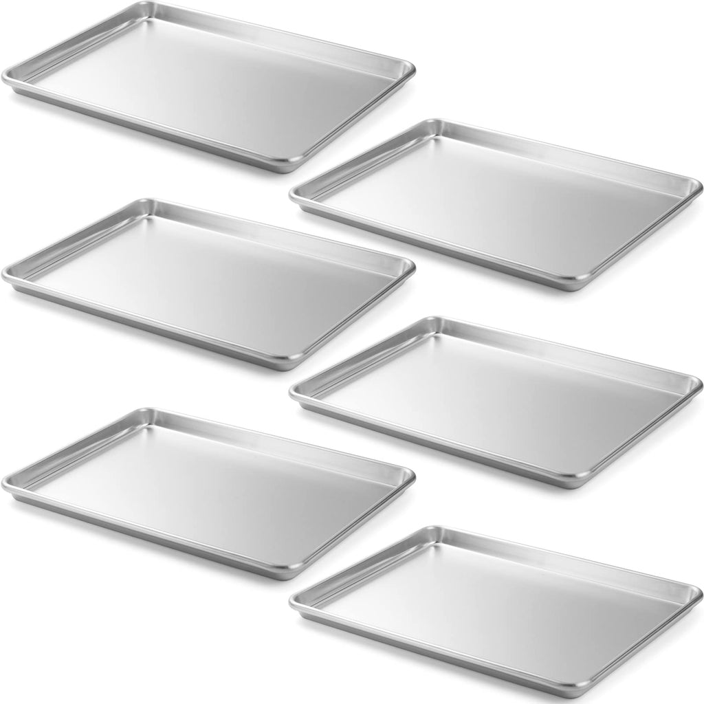 CURTA 12 Pack Aluminum Sheet Pan, NSF Listed Half Size 18 x 13 inch Commercial Bakery Cake Bun Pan, Baking Tray