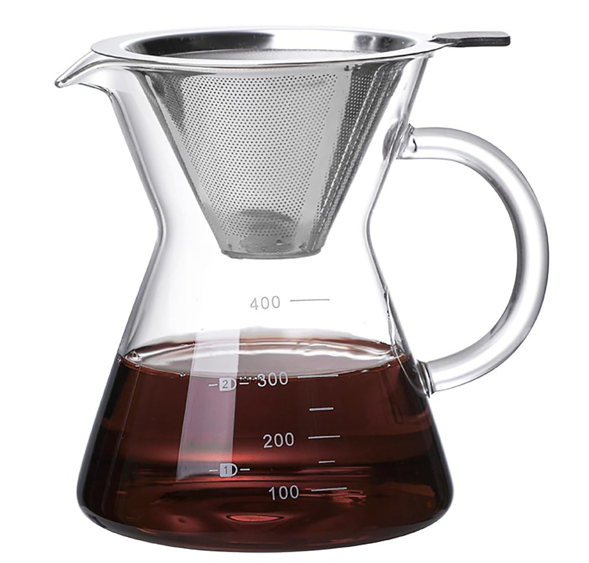 COFISUKI Upgrade Glass Coffee Dripper/Filter - Glass Pour Over Coffee Cone with Walnut Stand with Holder, Drip Coffee Maker Funnel Accessories for Home or Office, 1-5 Cups