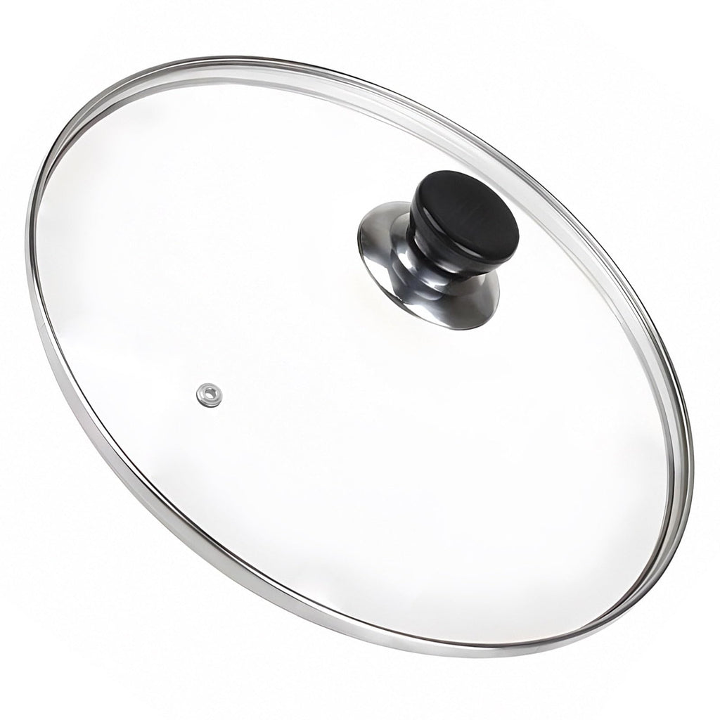 10.25 Inch Pan Lid, Universal Replacement Pot Lid for Frying Pans, Cast Iron Skillets, Round Tempered Glass Pan Cover with Steam Vent