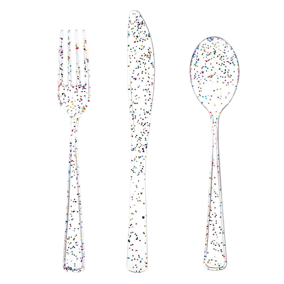 Supernal 120pcs Rainbow Plastic Silverware Set, Blue Pink Gold Ombre