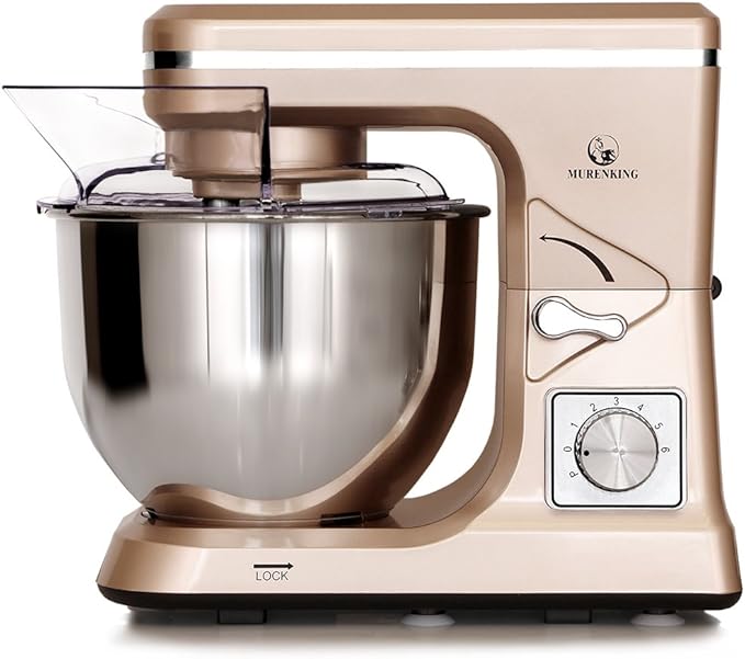 MURENKING Stand Mixer,5.3-Qt & 500W & 6+P Speed MK36 Tilt-Head Kitchen Electric Food Mixers Home Baking Dough Machine with Accessories (Champagne)