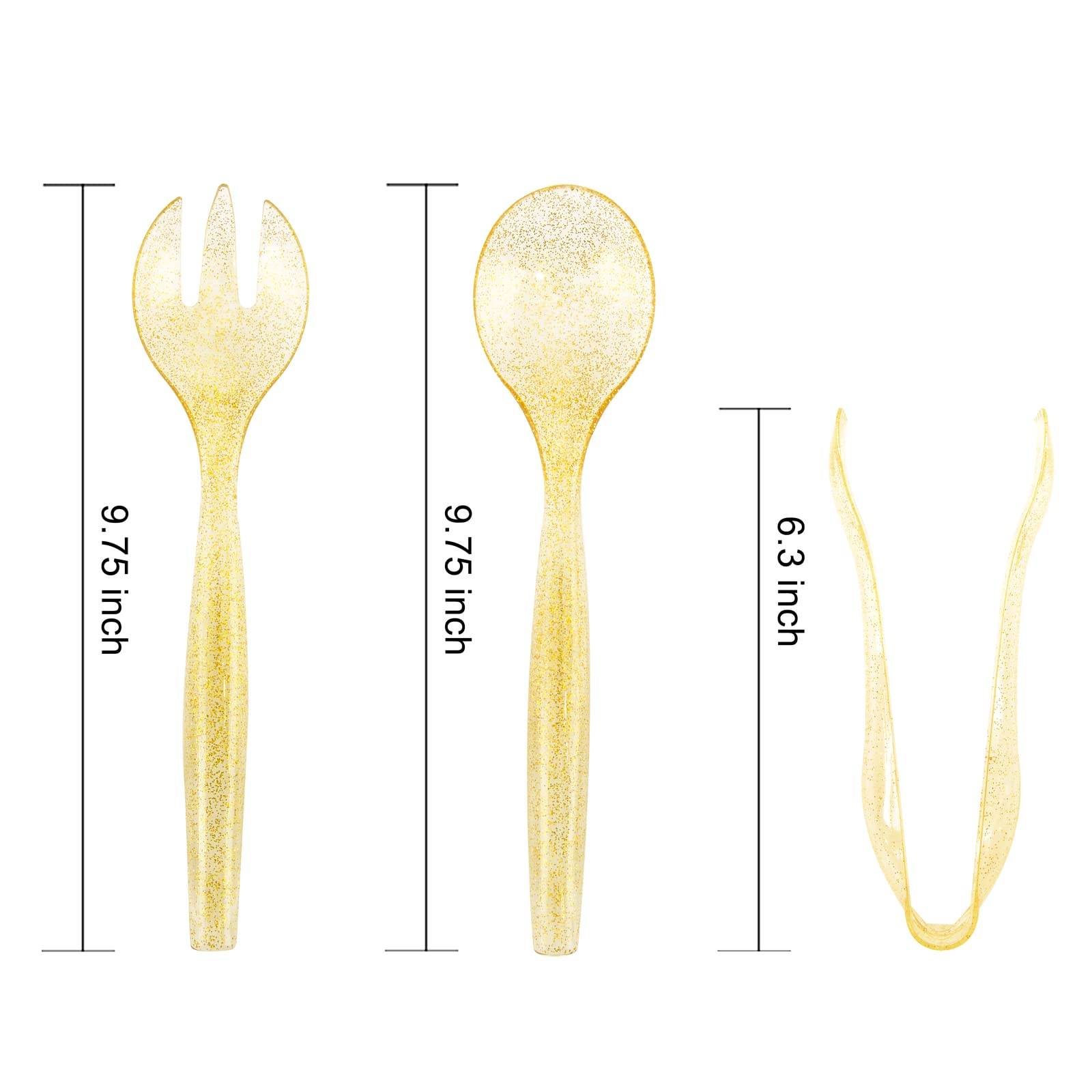 Supernal 72pcs Gold Glitter Plastic Serving Utensils Set for Party &Buffet