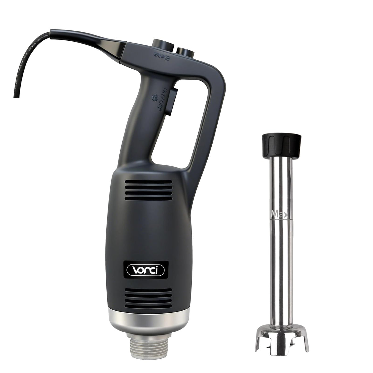 VONCI 500W Commercial Immersion Blender, 12" SUS 304 Removable Shaft, Heavy Duty Power Hand Mixer with Variable Speed 6000-20000RPM, Professional Electric Stick Blender for Restaurant Kitchen Use.