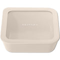 BRIVARA HOME Glass Food Storage Container with Lid, 5-Cup Medium Square | Microwave-Safe Airtight Lid, Oven-Safe Ceramic-Coated Glass | Zero Plastic, No PFAS/PFOA/BPA, Reusable [Crema]