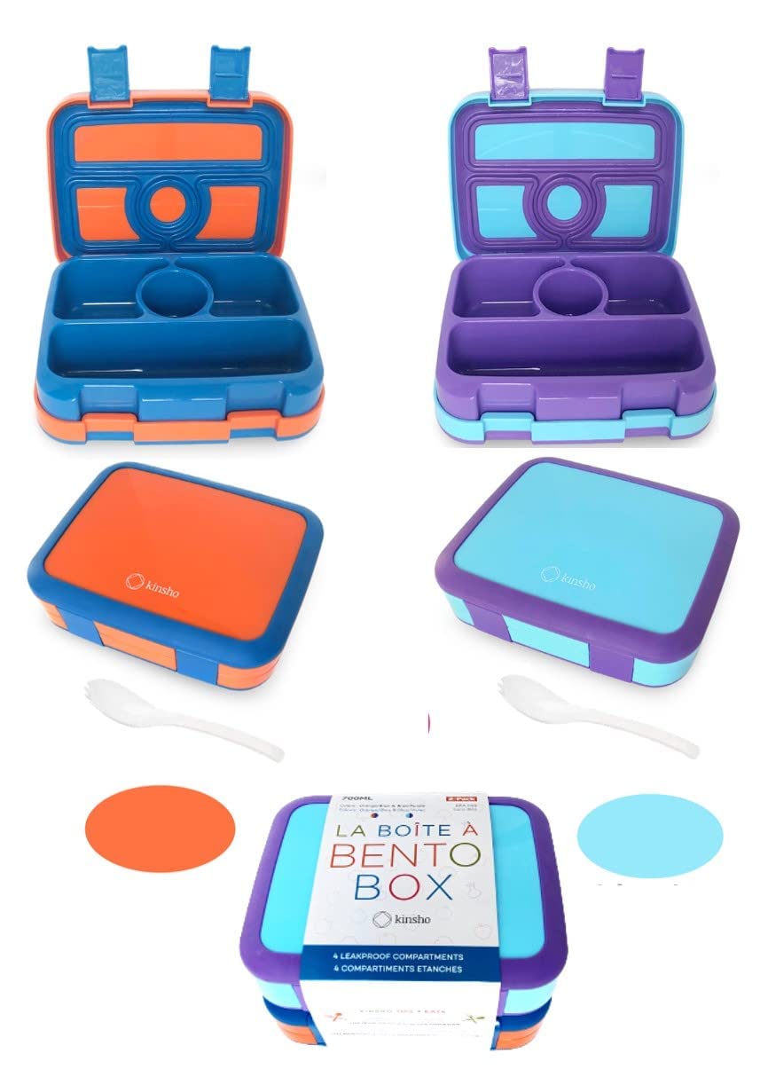 kinsho Bento Lunch Box for Kids Toddlers Girls, 4 Portion Sections Secure Lid, Microwave Safe BPA Free Removable Tray, Pre-School Kid Daycare Lunches Snack Container Ages 3 to 5, Pink Koala