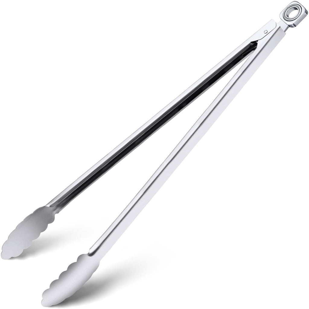 12" & 17 Inch Extra Long Metal Tongs, Grilling Tongs, Stainless Steel Tongs