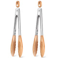 Baderke 2 Pcs Wooden Kitchen Tongs, 11.4 Inch, Olive Wooden
