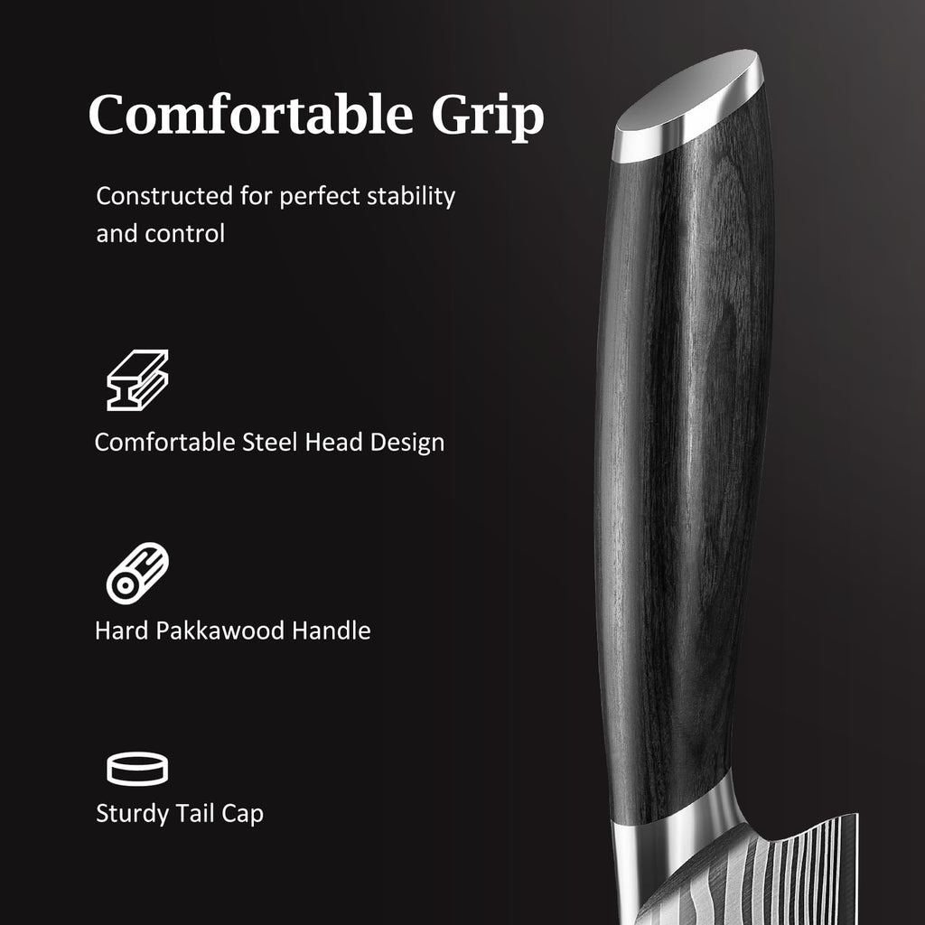HOSHANHO 3 Pcs Knife Set, Professional Kitchen Knife Set, Pakkawood Handle