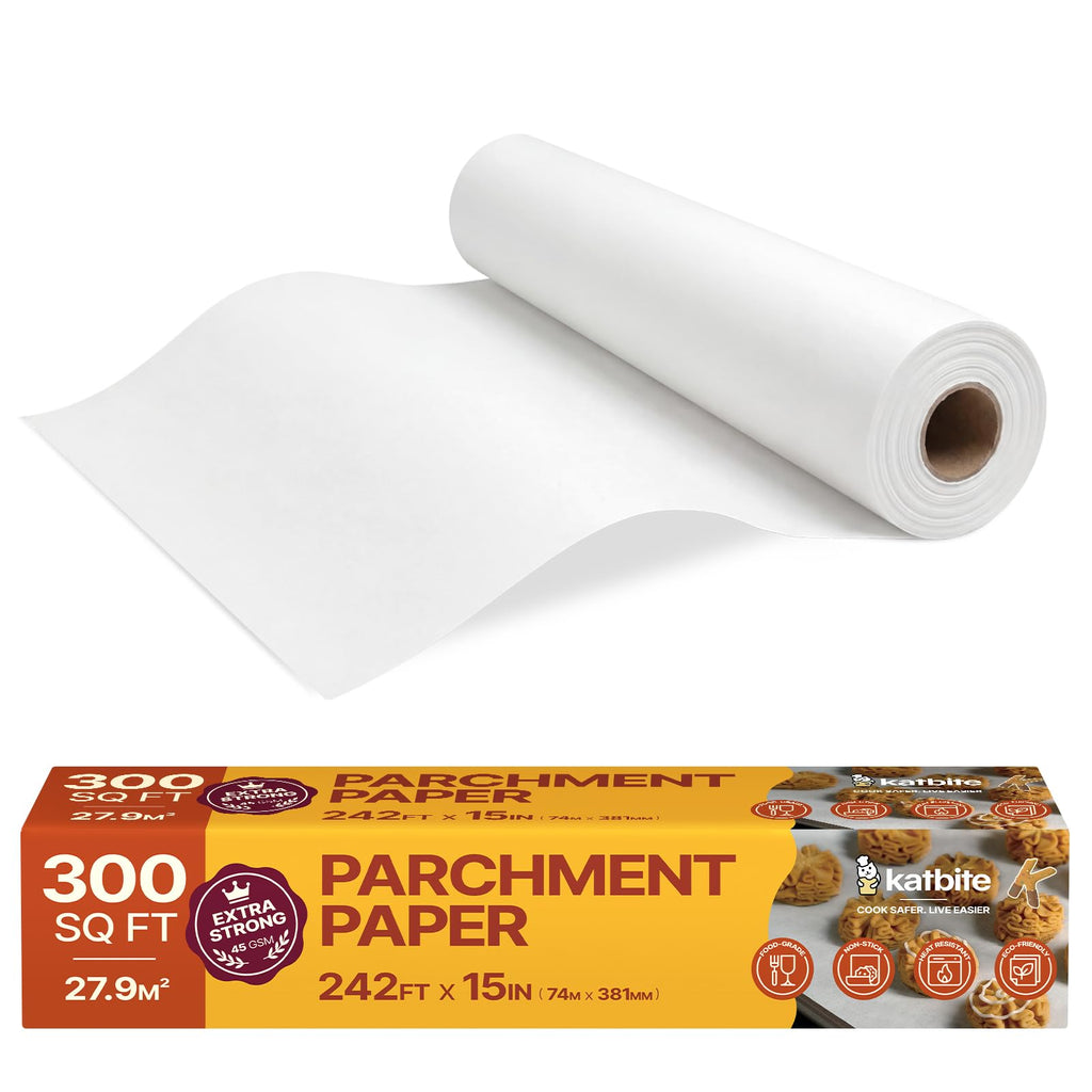 Katbite Heavy Duty Parchment Paper Roll, 15 in x 115 ft, 145 Sq Ft, White