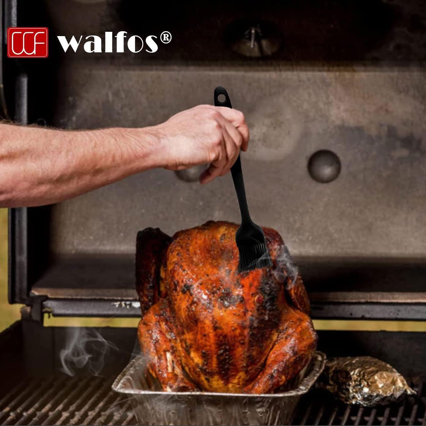 Walfos Silicone Pastry Brush, 600℉ Heat Resistasnt Basting Oil Butter Sauce Brush for Baking,BBQ Grill,Kitchen Cooking,BPA Free and Dishwasher Safe (5 Pcs)