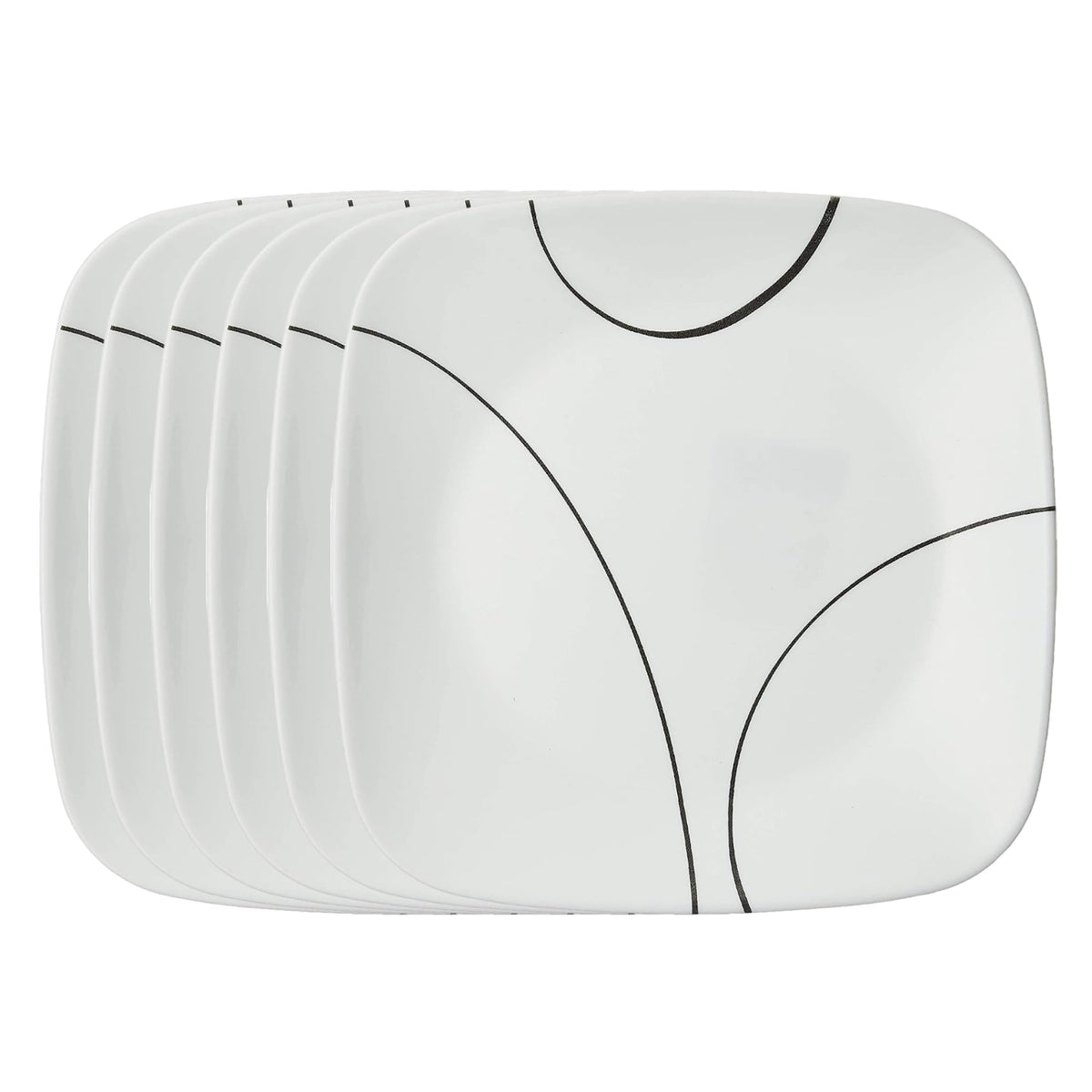 Corelle Vitrelle 6-Piece Salad Plate Set, Triple Layer Glass and Chip Resistant, Lightweight Square 10-1/4-Inch Plates Set, Splendor