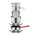 Tomtimbber Camping Cookware Set 304 Stainless Steel Cooking Pots Pan Set with Travel Tote Bag for Camping Outdoor Kitchen Cooking Picnic for 4-6