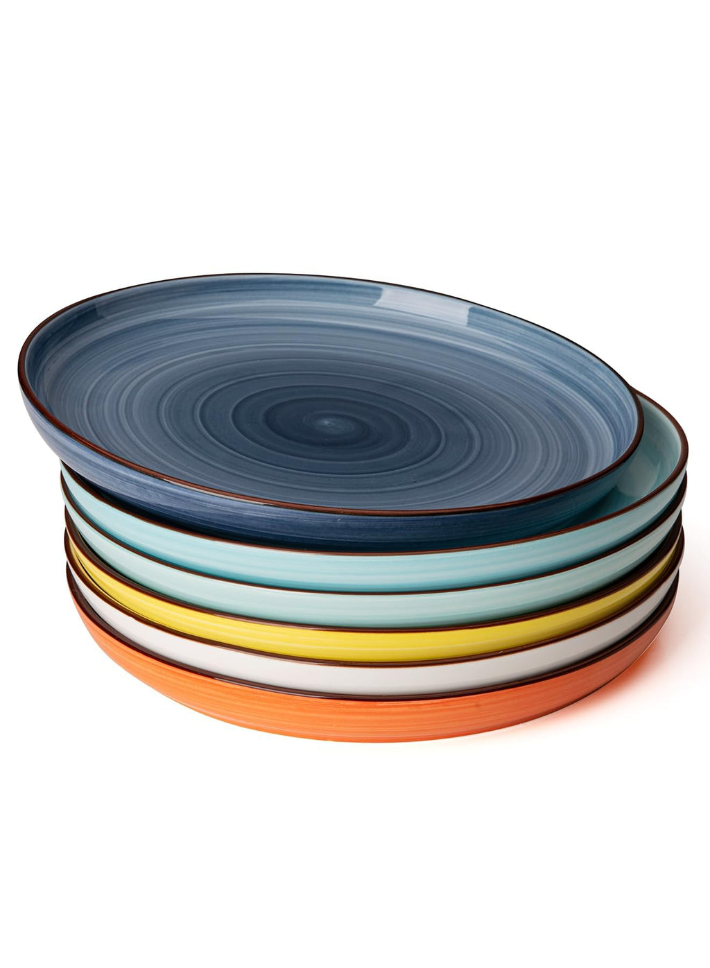 Sweese 7.4 Inch Porcelain Dessert Plates - Round Salad/Appetizer Plate Set, Microwave Dishwasher Safe, 6 Pack, Vibrant Colors