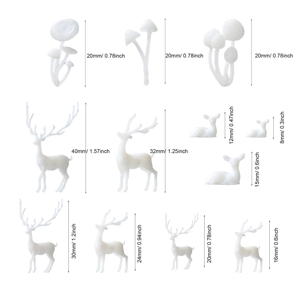 Woohome 12 PCS Mini Elk & Mushroom Resin Casting Moulds, 3D Art Craft Supplies Epoxy Moulds for Jewelry Making