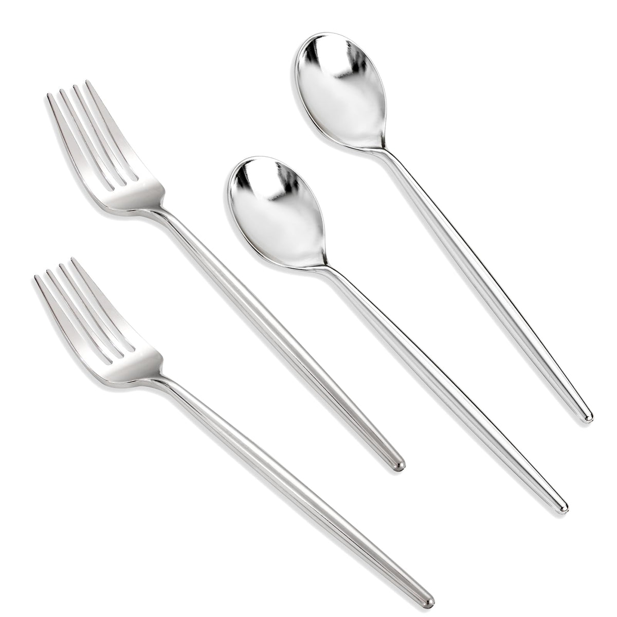 SUT 100PCS Gold Plastic Forks and Spoons Heavy Duty Set, 100 Count, Gold Disposable Flatware, 50 Forks, 50 Spoons for Party