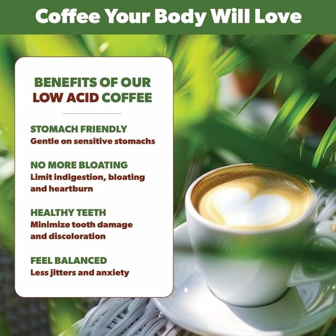 Low Acid Organic Coffee – Whole Bean, Mold-Free & Stomach Friendly by Java Planet, Colombian Single Origin, Medium Dark Roast, Smooth Full Flavored, 5LB Bag