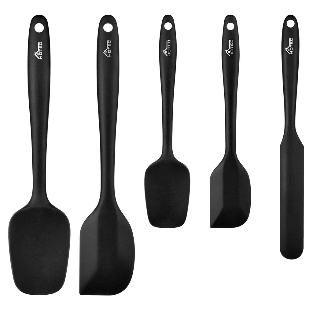 HOTEC 600℉ Heat Resistant Silicone Rubber Spatula Set, Aqua Sky, Set of 5
