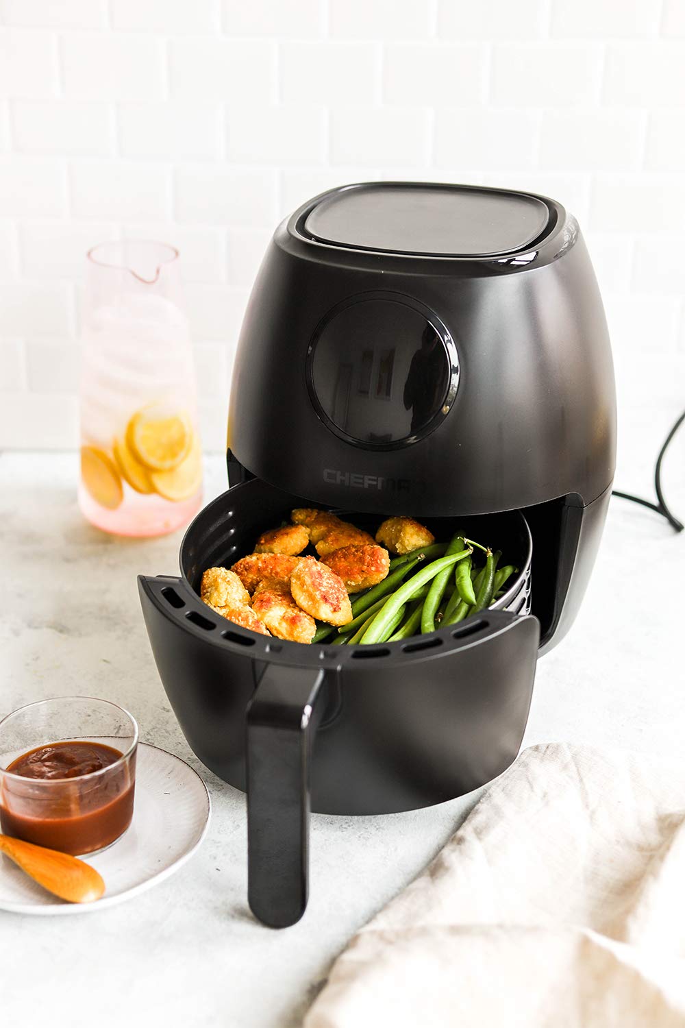 Chefman Digital 3.6 Quart Touch Screen Air Fryer Oven w/Space Saving Flat Basket, Healthy Oil-Free Airfryer w/ 60 Minute Timer & Auto Shutoff, Dishwasher Safe Parts, BPA-Free, Black