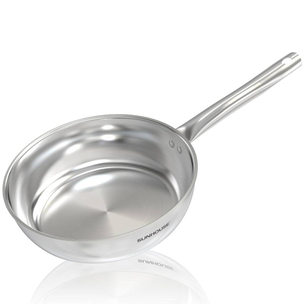 Sunhouse 11 Inch Tri-Ply Stainless Steel Frying Pan, Nonstick Cooking Pans