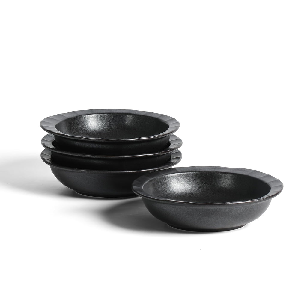Stone Lain Oasis Stoneware Plate Dish Set, 4-Piece Dinner Plates - Ceramic Serving Dishes for 4 People - Microwave & Dishwasher Safe, White