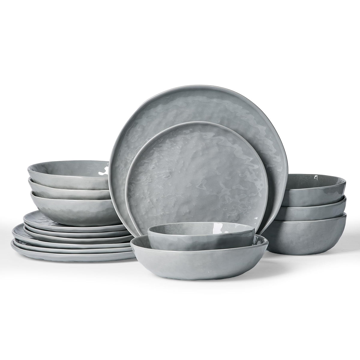 Famiware Mars Stoneware Dinnerware Set for 8, White