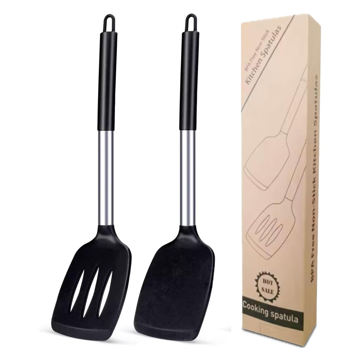 AR3T Home Essentials Silicone Pasta Fork and Ladle Spoon Set, Large Non-Stick Kitchen Utensils for Cooking, Serving