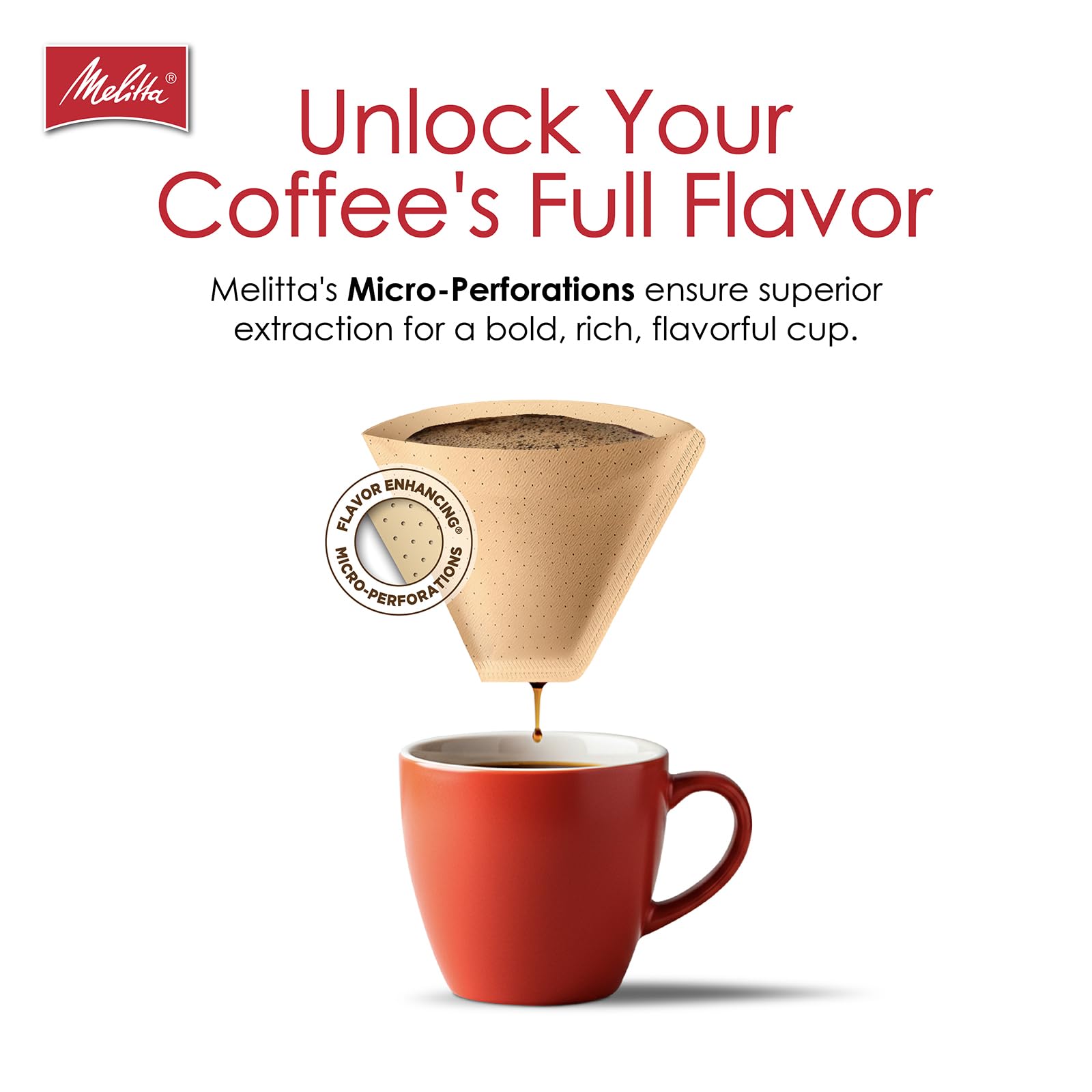 Melitta #4 Unbleached Coffee Filters, Premium, Natural Brown, Flavor Enhancing Coffee Filters for 8-12 Cup Coffee Makers, Kosher Certified, Compostable, 100 Count (Pack of 6)