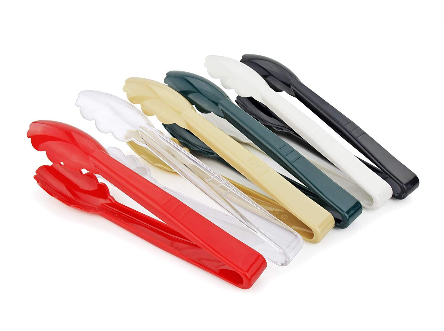 New Star Foodservice 35551 Utility Tong, High Heat Plastic, Scalloped, 12 inch, Set of 12, White