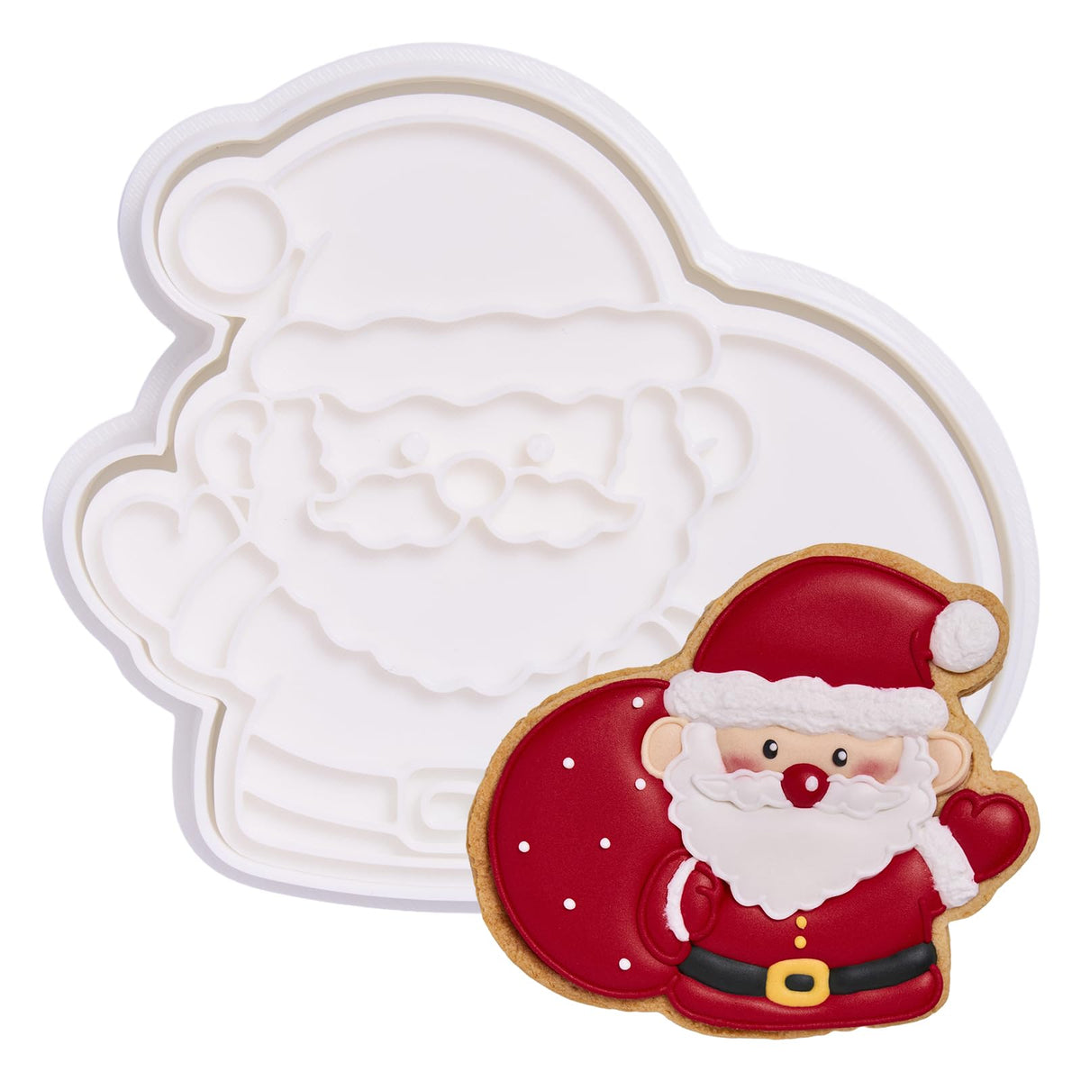 Flycalf Christmas Cookie Cutters Nutcracker Shapes with 3D Stamper Fall Holiday PLA Baking Accessories Cutter Molds Gifts for Kids Decorative Party 3.5" Kitchen Cake Supplies