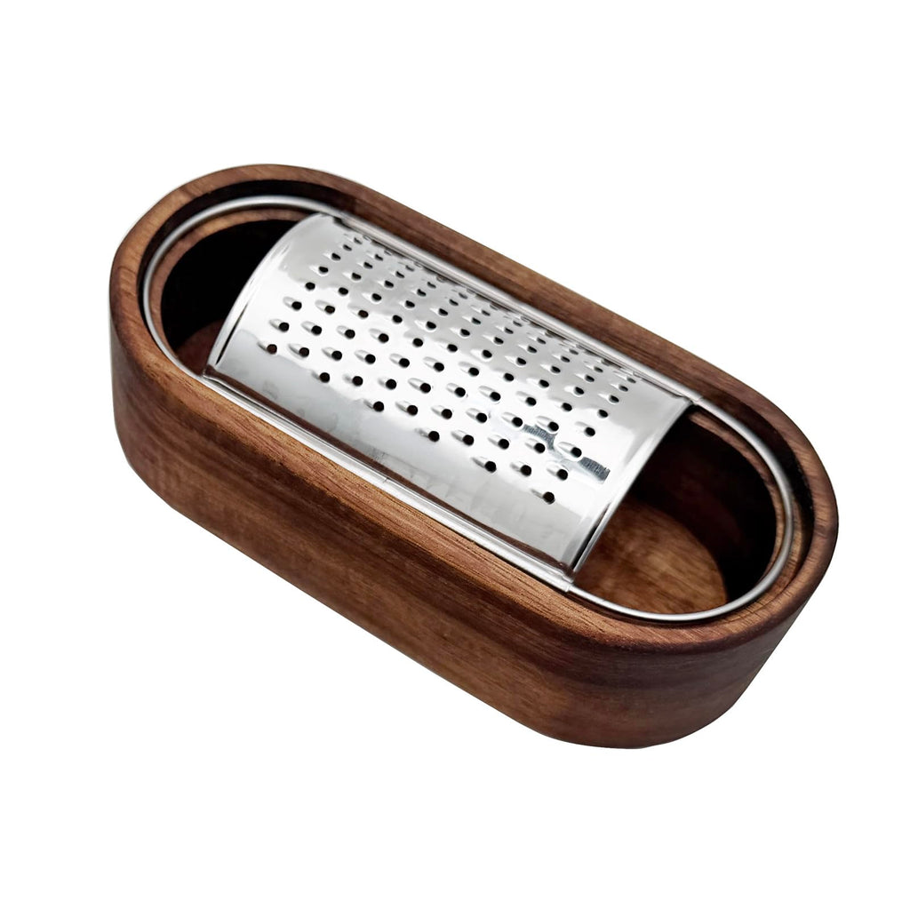 Stainless Steel Cheese Grater With Wood Container Hand Grater Mini Shredder Zester Box Graters for Kitchen