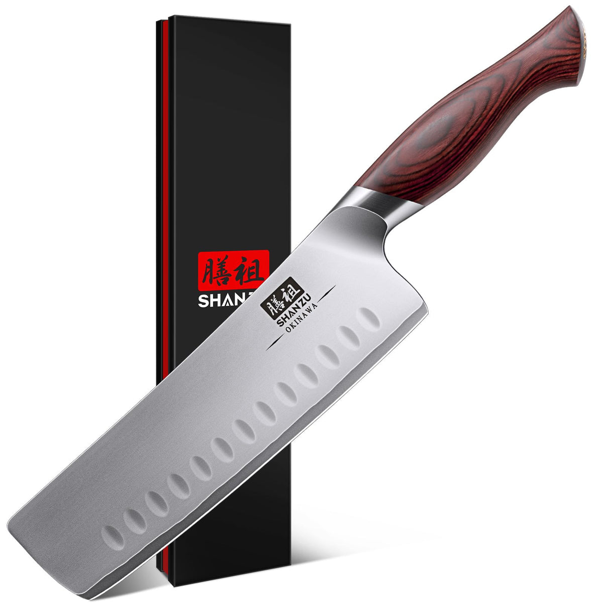 7 In Chef Knife,SHAN ZU 10Cr15Mov High Carbon Stainless Steel Santoku Knife