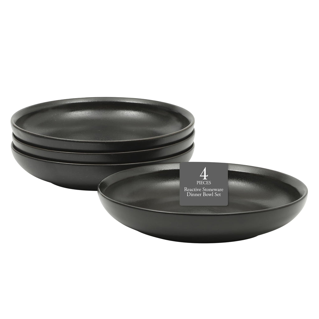 Gibson Elite Beckett 4-Piece Multi-Color 9 Inch Dinner Plate Bowl Set – Reactive Glaze Stoneware – Shallow Serving Pasta Bowls (Blate) – Wide-Rim Round Design – Microwave & Dishwasher Safe
