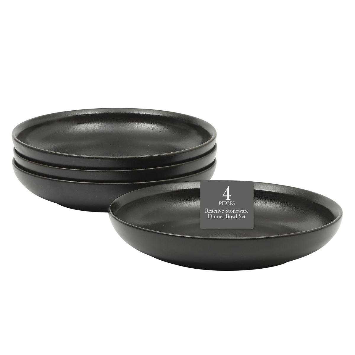 Gibson Elite Beckett 4-Piece Multi-Color 9 Inch Dinner Plate Bowl Set – Reactive Glaze Stoneware – Shallow Serving Pasta Bowls (Blate) – Wide-Rim Round Design – Microwave & Dishwasher Safe