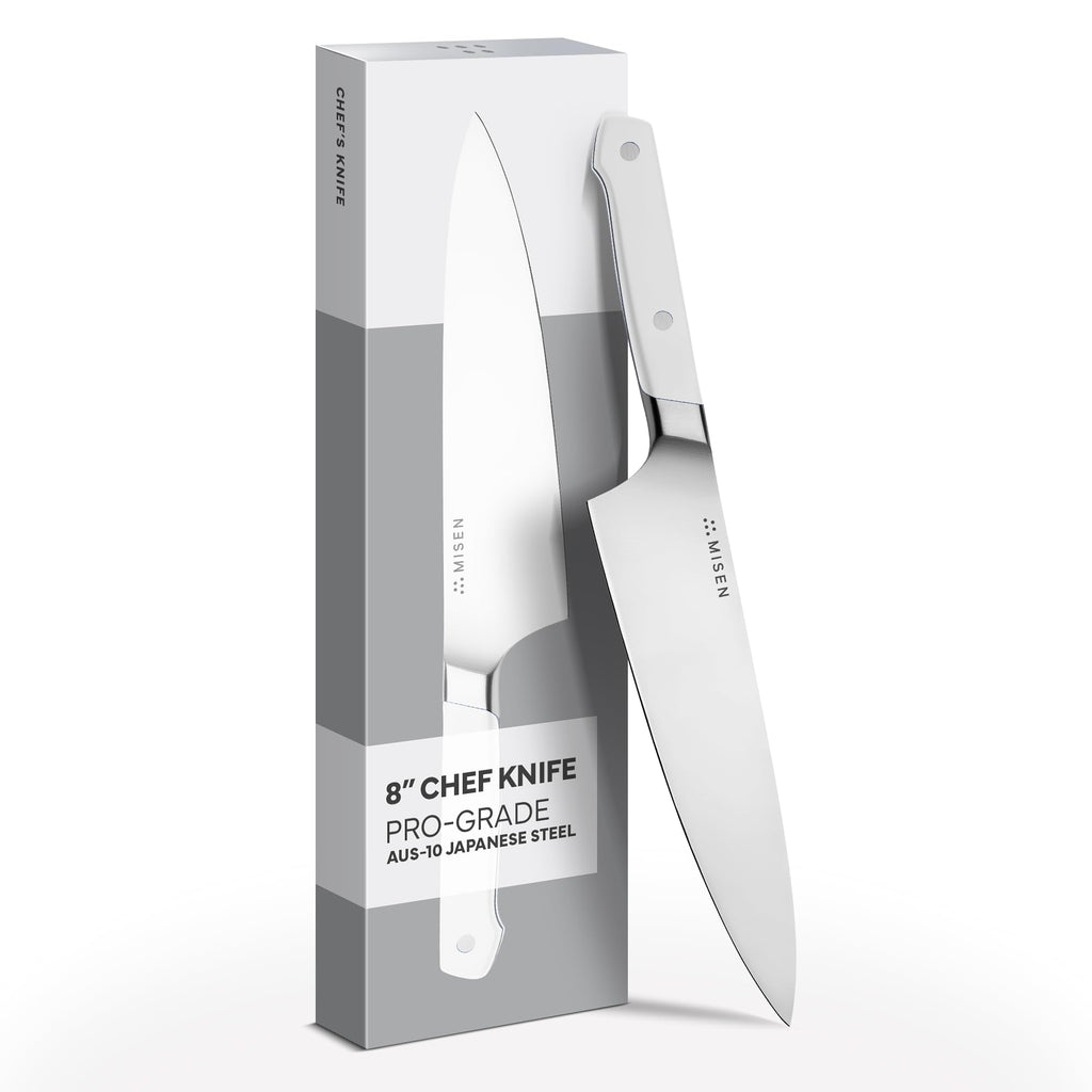 Misen 8 Inch Chef Knife, AUS-10 Japanese Stainless Steel - White
