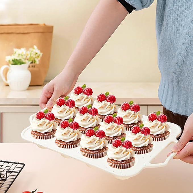 Velicber 2 Pack Silicone Muffin Pan with Metal Reinforced Frame, 12 Cups Regular Size Silicone Cupcake Pan, Nonstick silicone Cupcake Molds for baking Homemade Muffins, Cupcakes, Egg Bites